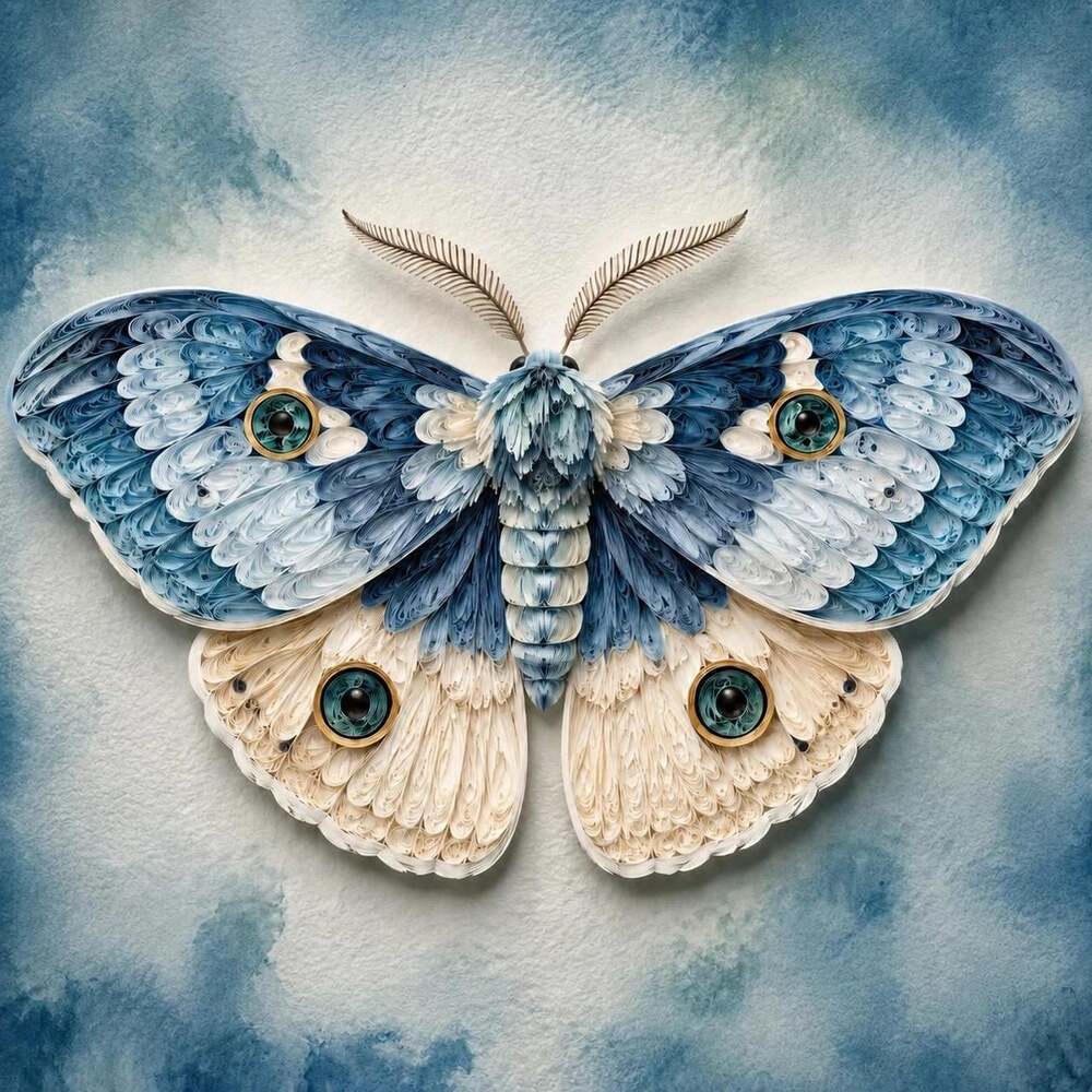 8 X 8 Framed Blue Moth Art A 708